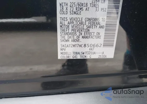2017 Nissan Rogue Sl from USA, damaged, VIN 5N1AT2MT7HC850662